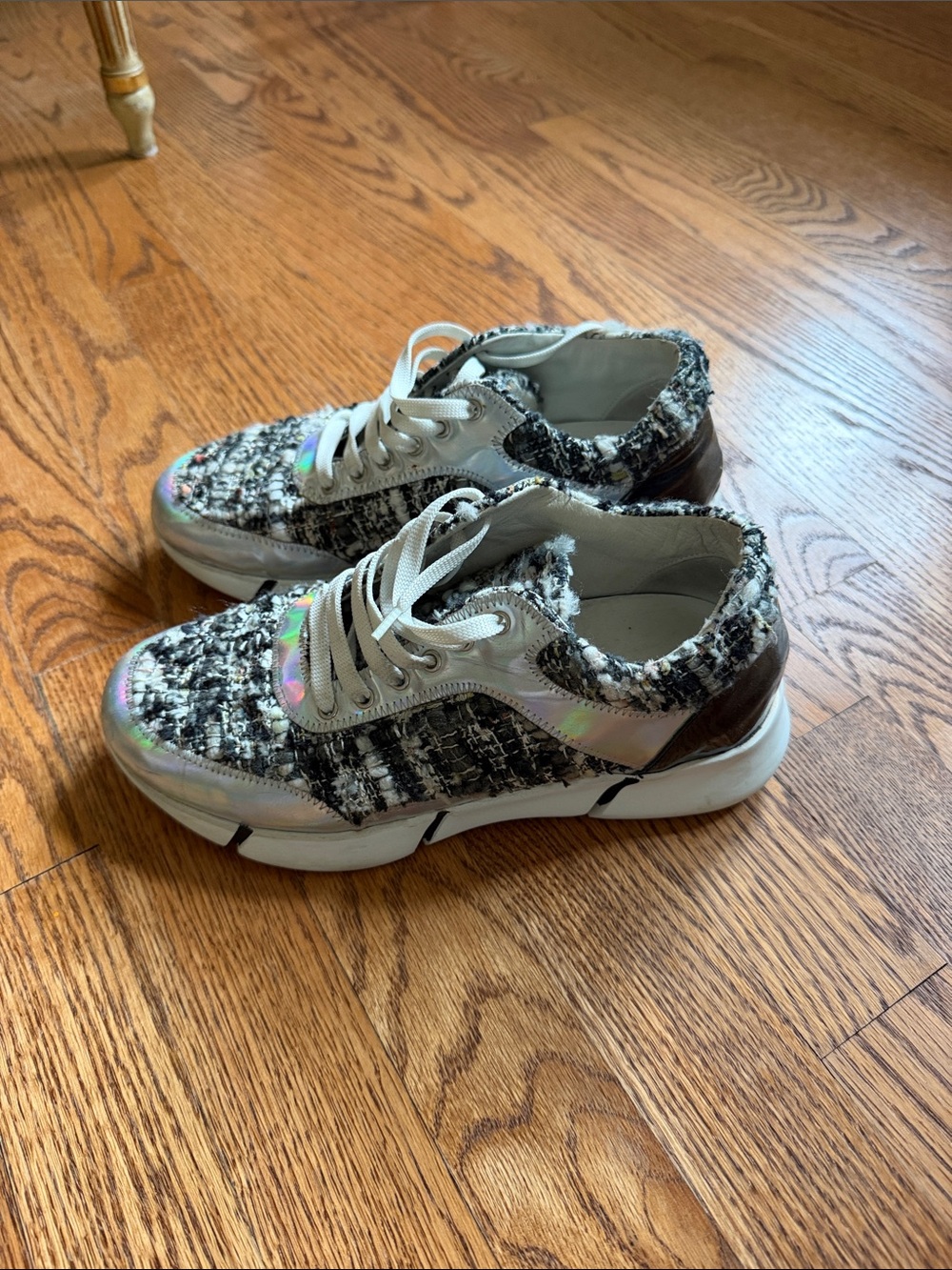 Women’s Tweed Sneakers in Black and White ELENA